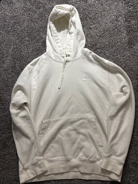 Nike White Embroidered Swoosh Hoodie